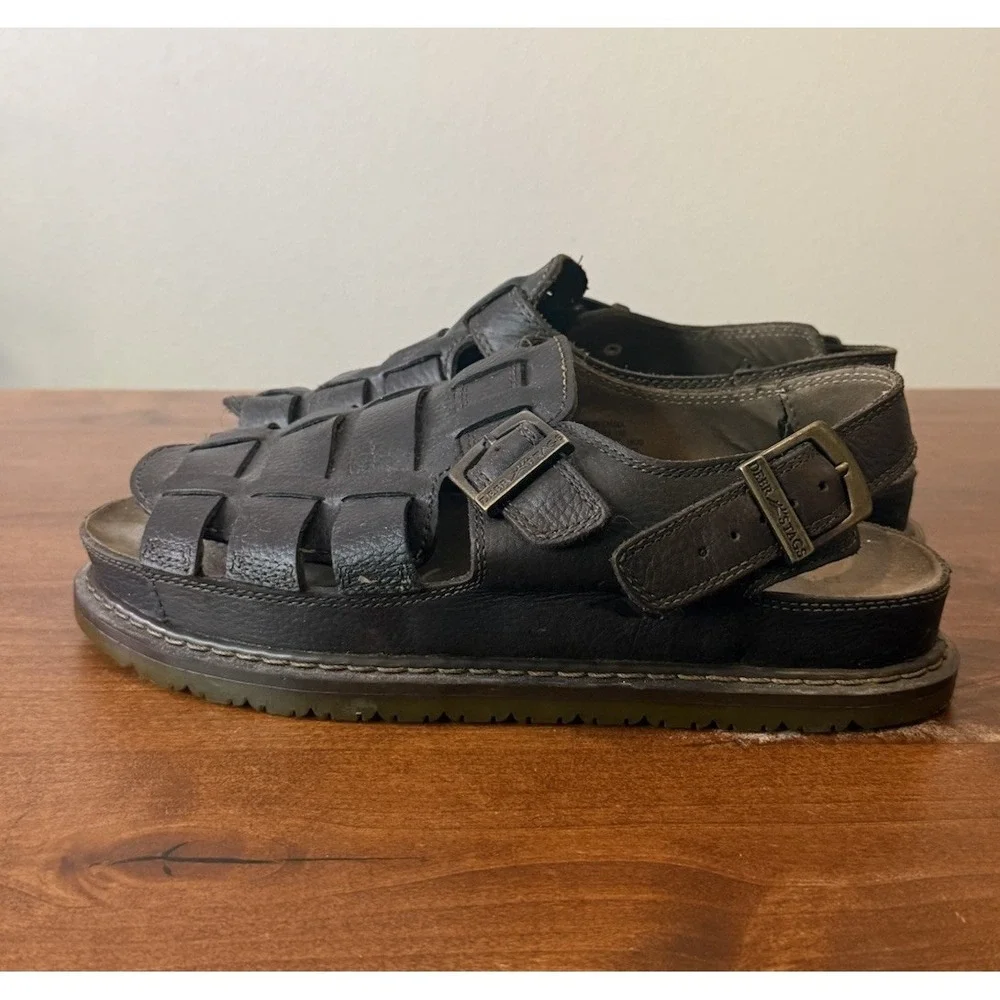 VTG Y2K Deer Stags Mens Dark Brown Woven Leather Huarache Fisherman Sandals 11